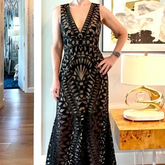 BCBGMAXAZRIA Maranda Burnout Black Lace
Dress Gown Fit Flare Size 0 - Picture 3 of 13